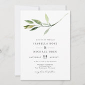 ISABELLA Classic Elegant Minimal Greenery Wedding Kaart (Voorkant)