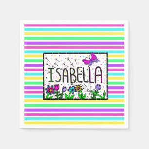Isabella - de naam Isabella Whimsical-tekening Servet