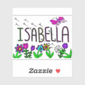 Isabella - de naam Isabella Whimsical-tekening Sticker (Vel)