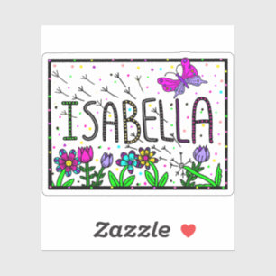 Isabella - de naam Isabella Whimsical-tekening Sticker