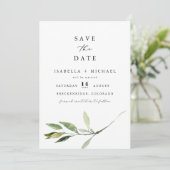 ISABELLA Elegant Minimal Greenery Save the Date Kaart (Staand voorkant)