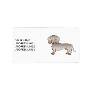 Isabella En Tan Kort Haar Dachshund Hond En Tekst Etiket