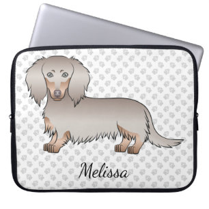 Isabella En Tan Lange Haren Dachshund Hond & Tekst Laptop Sleeve
