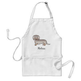 Isabella en Tan Long Hair Dachshund Dog & Name Standaard Schort