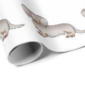 Isabella en Tan Long Hair Dachshund Dog Pattern Cadeaupapier (Rol Hoek)