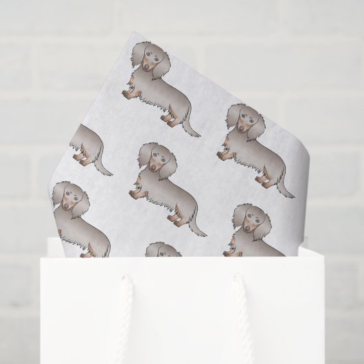 Isabella en Tan Long Hair Dachshund Dog Pattern Tissuepapier (Cadeauzakje)