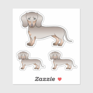 Isabella en Tan Short Hair Dachshund Cartoon Dog Sticker