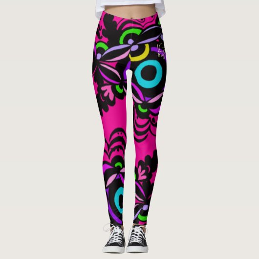 Isabella Hot Pink Illusion Leggings (Voorkant)