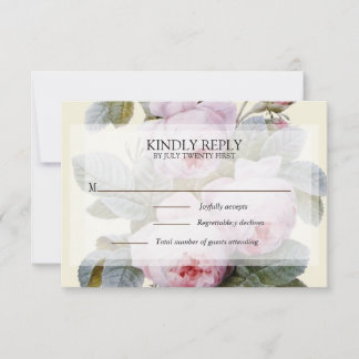 Isabella II, Elegant Franse rozen RSVP Kaartje