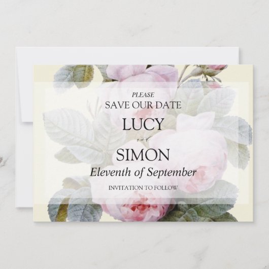 Isabella II, Elegant Franse rozen Save The Date (Voorkant)
