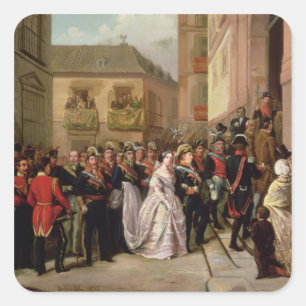Isabella II van Spanje en haar echtgenoot Vierkante Sticker