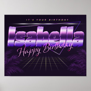 Isabella Nom Vorname lila retro Poster Geburtstag