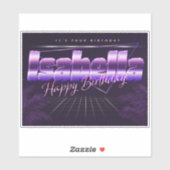 Isabella prénom autocollant rétro anniversaire (Feuille)