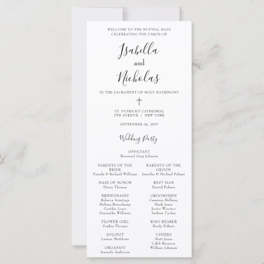 Isabella Programme de Mariage Catholique avec Mess (Devant)