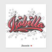 Isabella red Heart Graffiti Aufkleber Sticker (Vel)