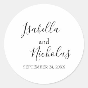 Isabella Simple Modern Calligraphy Wedding Ronde Sticker