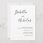 Isabella Simple Modern White Black Photo Wedding Kaart (Voorkant)