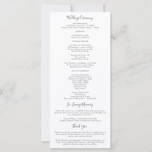 Isabella Simple Script Christian Wedding Programme (Dos)