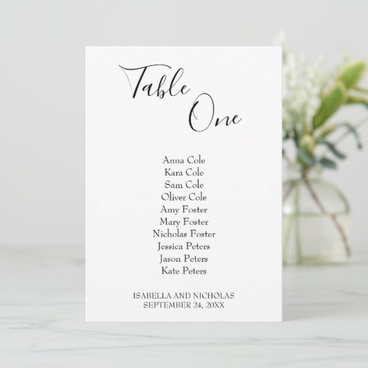 Isabella Simple Wedding Table Seating Chart (Staand voorkant)