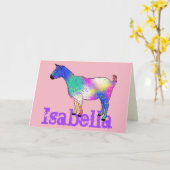 Isabella voegt naam kleurrijke geitenschaafkunst t kaart (Gele Bloem)