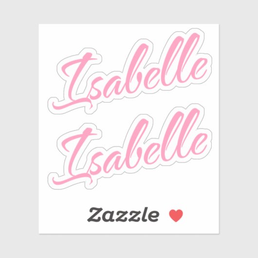 Isabelle Decoratieve Naam in Roze x2 Sticker (Vel)