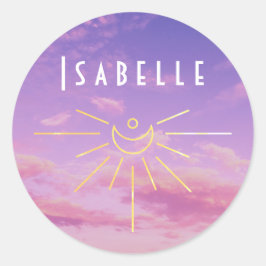 Isabelle naamstickers rond zon Boho Hippie meisje Ronde Sticker