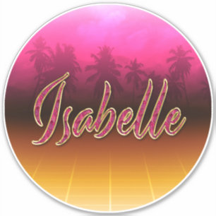 Isabelle prénom nom autocollant sticker rose