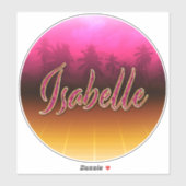 Isabelle prénom nom autocollant sticker rose (Feuille)