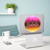Isabelle prénom nom autocollant sticker rose (Ordinateur portable sur le bureau)