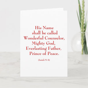 Isaiah9: 6b "Zijn naam wordt Wonderful genoemd." Feestdagen Kaart