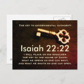 Isaiah 22:22 Sleutel van het Huis van David Bible  Briefkaart (Voorkant / Achterkant)