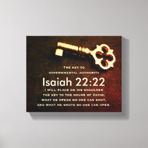 Isaiah 22:22 Sleutel van het Huis van David Bible Canvas Afdruk