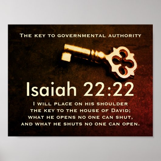 Isaiah 22:22 Sleutel van het Huis van David Bible Poster (Voorkant)