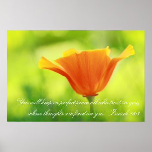 Isaiah 26:3, Oranje papaver Poster