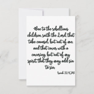 Isaiah 30:1 KJV Bijbel Vast Wenskaart Kaart