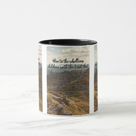 Isaiah 30:1 KJV Bijbelverse Pic Two-Tone Mok (Midden)