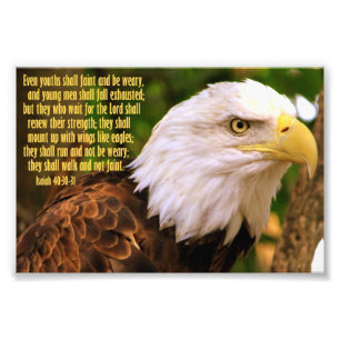 Isaiah 40:30-31 met Bald Eagle Foto Afdruk