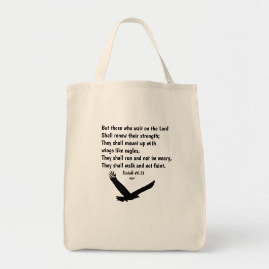 Isaiah 40:31 Bijbelversie-scripts Tote Bag (Voorkant)