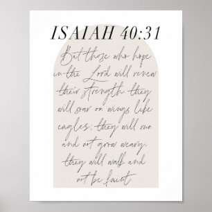 Isaiah 40:31 Minimale Boho Beige Arch Poster