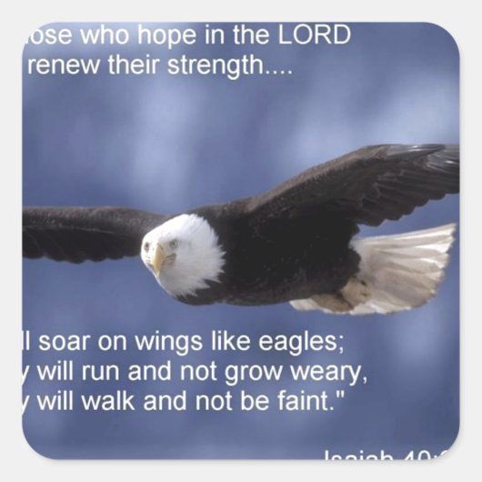 Isaiah 40:31 vierkante sticker (Voorkant)