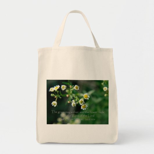 Isaiah 40:8 Het gras kan drager en vervagen Tote Bag (Voorkant)