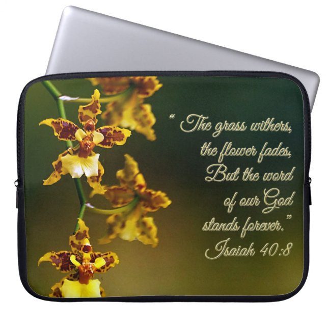 Isaiah 40:8 Inspirerend Laptop Sleeve (Voorkant)