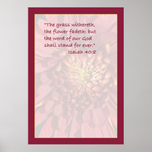 Isaiah 40:8 Manuscript Print (Red Mum)
