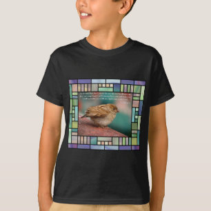 Isaiah 41:10 Bijbelverse met vogel-Glas in lood T-shirt