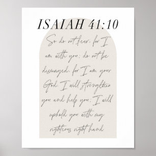 Isaiah 41:10 Minimale Boho Beige Arch Script Poster