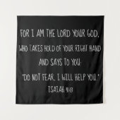 Isaiah 41:13 Bijbelbericht zwart Wandkleed (Voorkant)