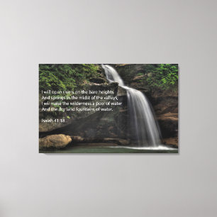 Isaiah 41:18 Waterfall Canvas Afdruk