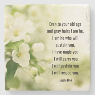 Isaiah 46:4 Ik ben Hij die je zal ondersteunen Stenen Onderzetter