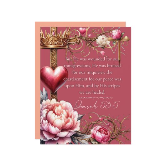 Isaiah 53:5 Healing Scripture Card | Watercolor (Voorkant / Achterkant in situ)