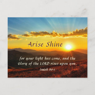 Isaiah 60:1 Arise Shine Uw licht is bijbel geworde Briefkaart